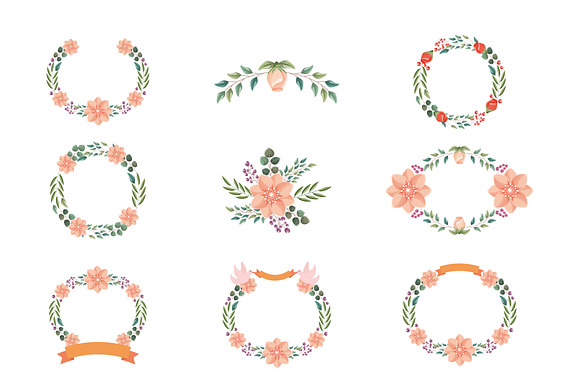 Floral Wreath Illustration Set preview 2
