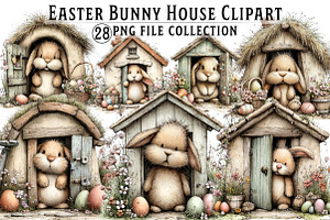 Easter Bunny House Clipart, an Illustration by Dream Creation