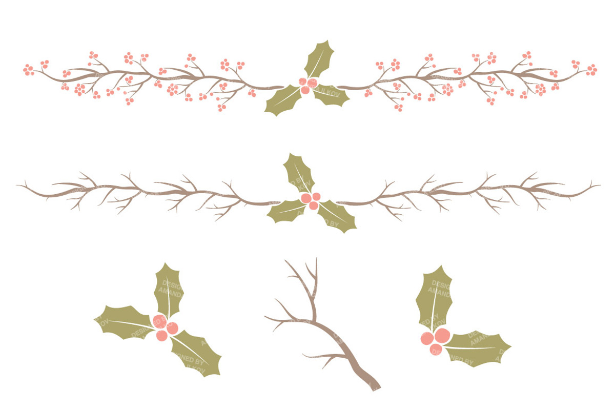 Vintage Christmas Holly & Background, an Illustration by Amanda Ilkov (Photo 4 of 5)
