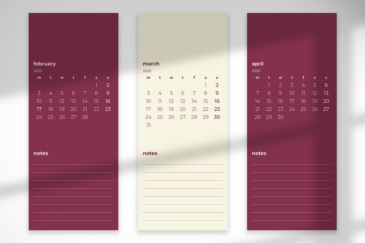 Red Plum 2025 Monthly Calendar, a Print Template by McLittle Stock (Photo 3 of 6)