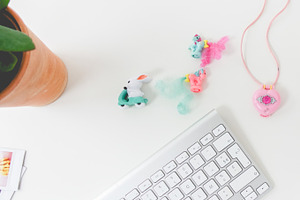 Girly Desk. Square photo. Flatlay