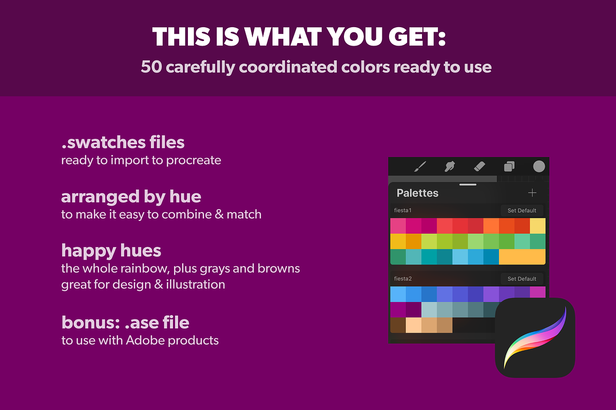 Fiesta Procreate Color Palette, a Palette Add-On by Monolinea (Photo 2 of 2)
