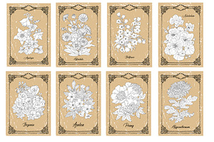 Big Set Of Vector Hand Drawn Flowers