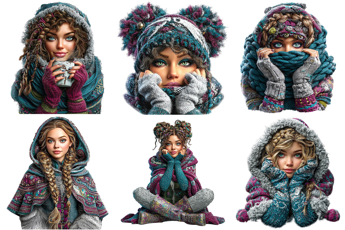Cosy Winter girl Clipart Bundle, an Illustration by Craft Nest (Photo 5 of 10)