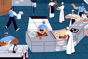 Chefs cooking food at kitchen, a Food Illustration by PaperTrident (Thumbnail 2 of 3)