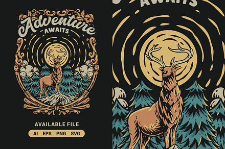 Deer Adventure Vector Illustration