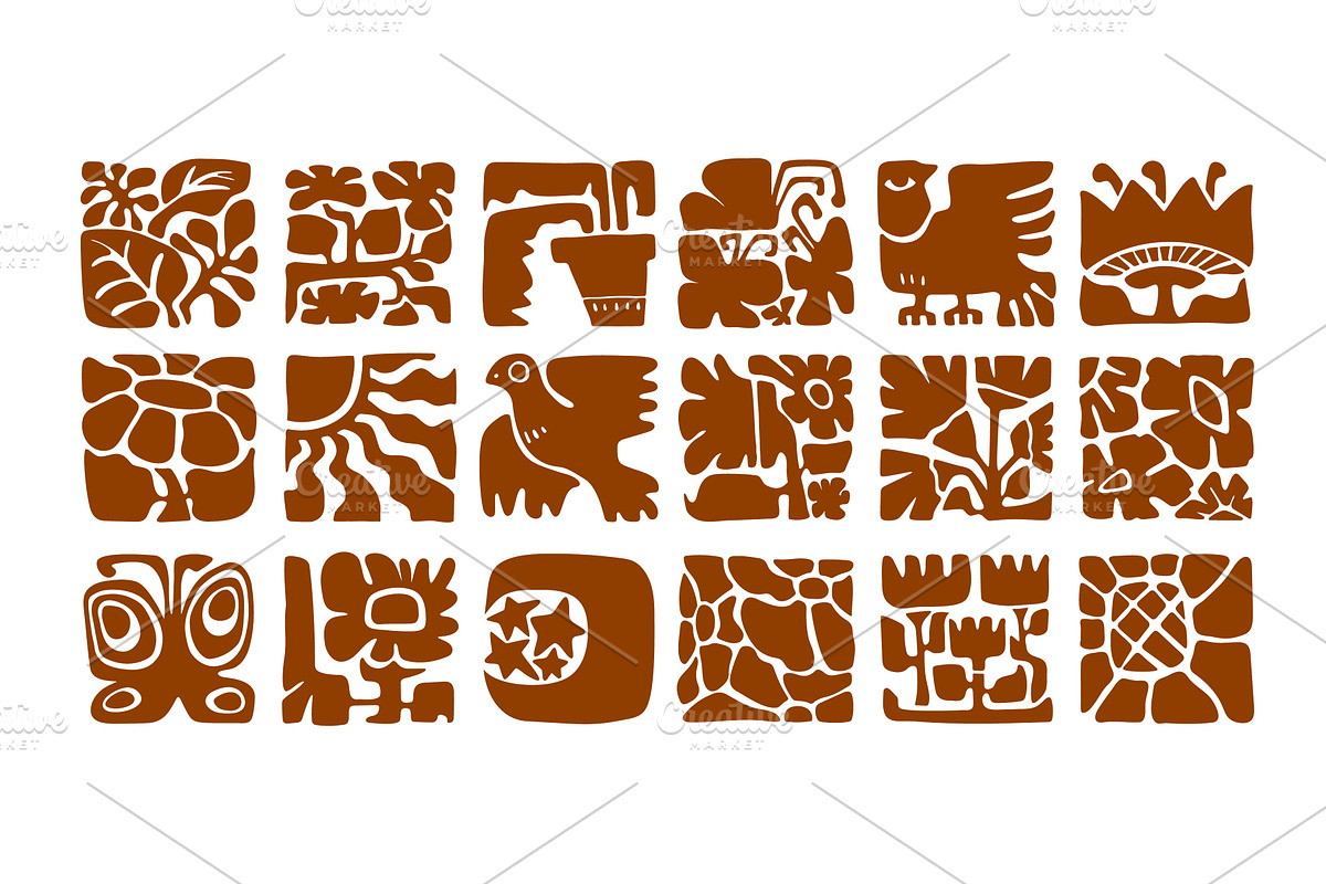 Brown boho tiles - organic motifs in, an Illustration by art PVP - market