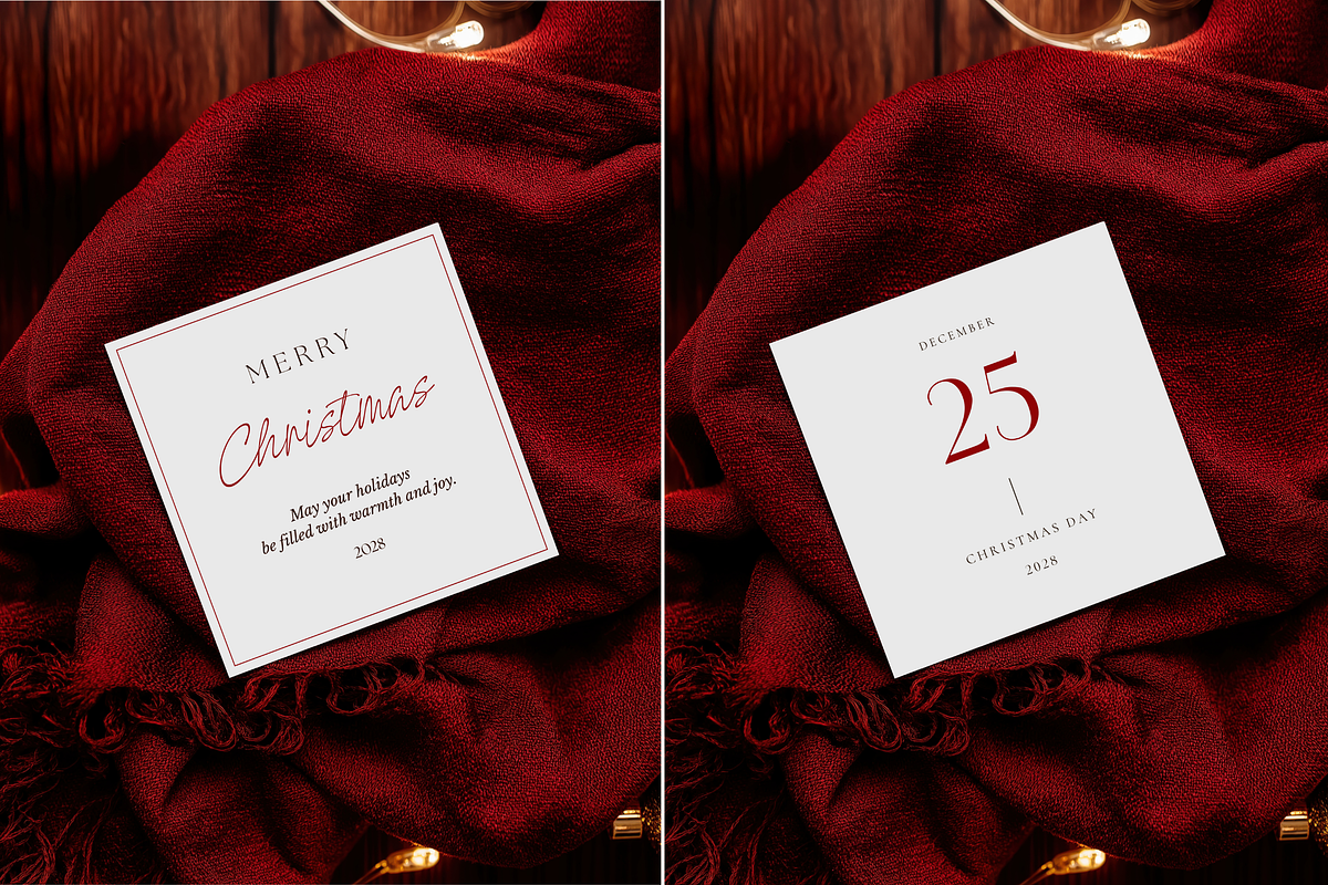 Square X-mas Greeting Card Mockup, an Advertising Mockup by Serenefeeling (Photo 2 of 7)
