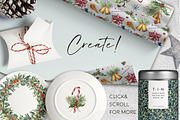 Elegant Christmas Watercolor clipart, a Seasonal Illustration by Yuliya Derbisheva (Thumbnail 11 of 13)