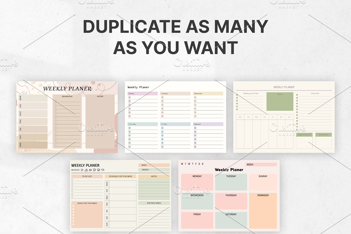 Weekly Planner Printables Templates, a Templates & Theme by Digital_Mind (Photo 5 of 10)