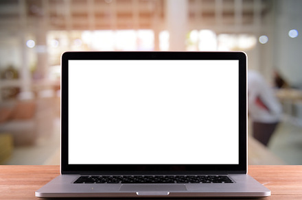 Laptop with blank screen featuring laptop, screen, and black