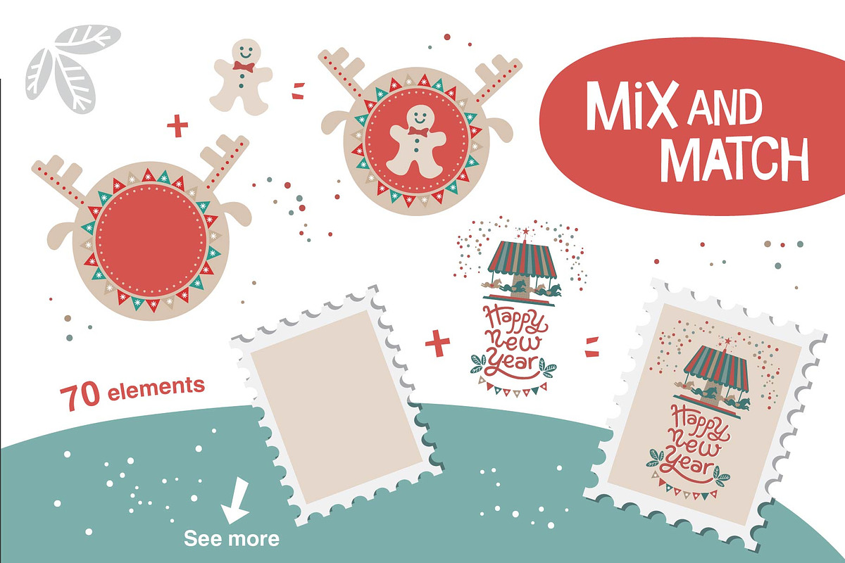 Christmas mail. Stamps and stickers, an Illustration by Maru_art (Photo 2 of 7)