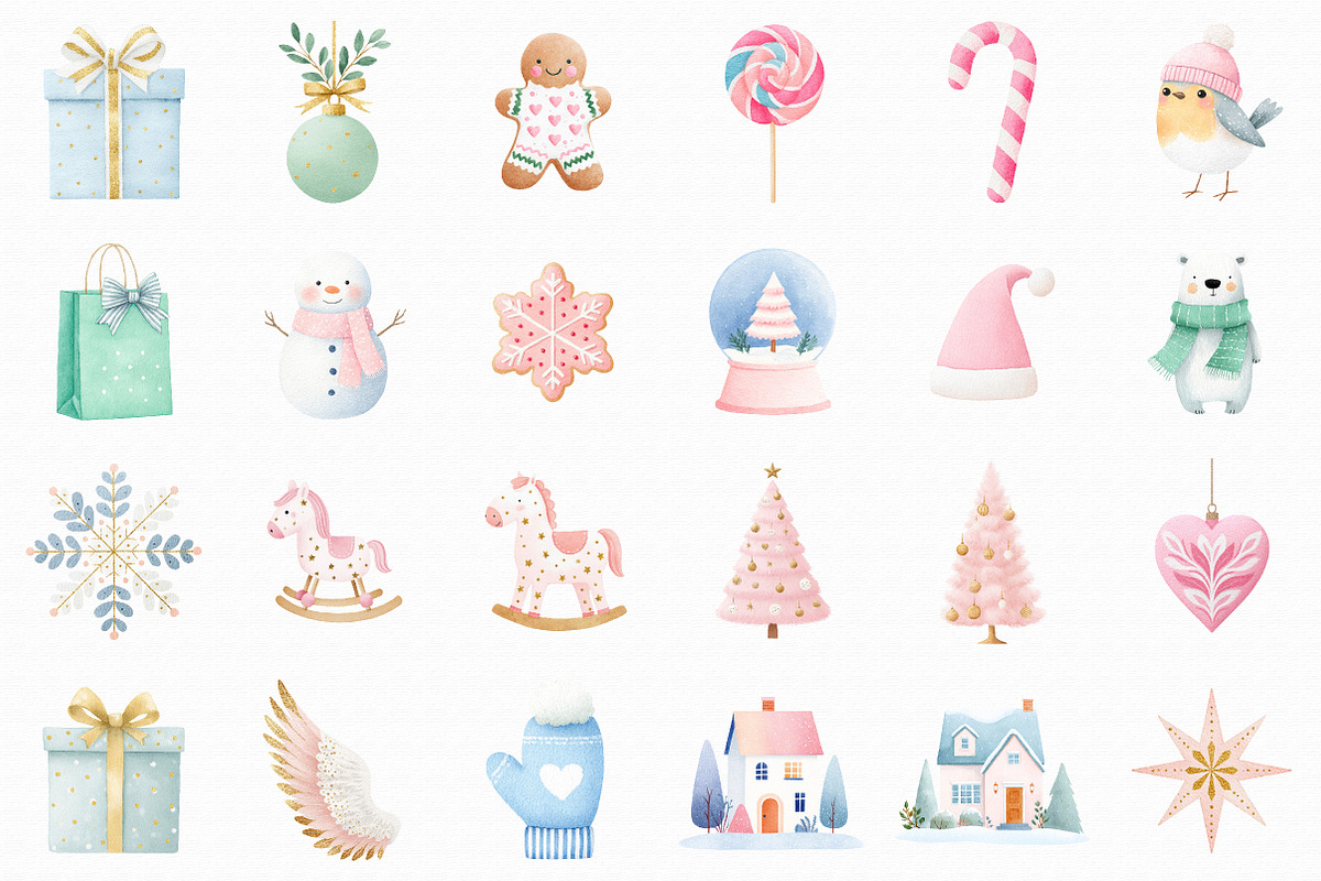 Pastel Christmas Clipart Bundle, an Illustration by Libby Wishes (Photo 4 of 6)