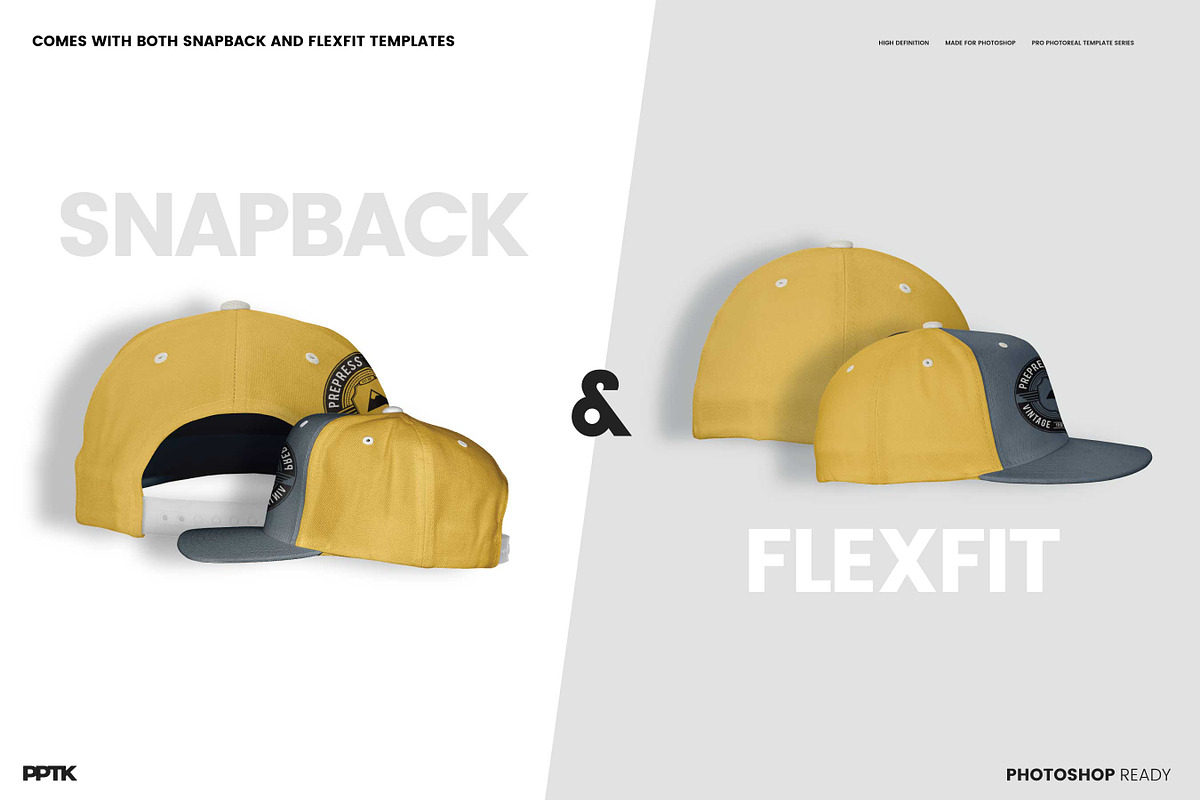 Flat Peak Cap Photoshop Template, a Hat Mockup by PrePress Toolkit (Photo 4 of 4)