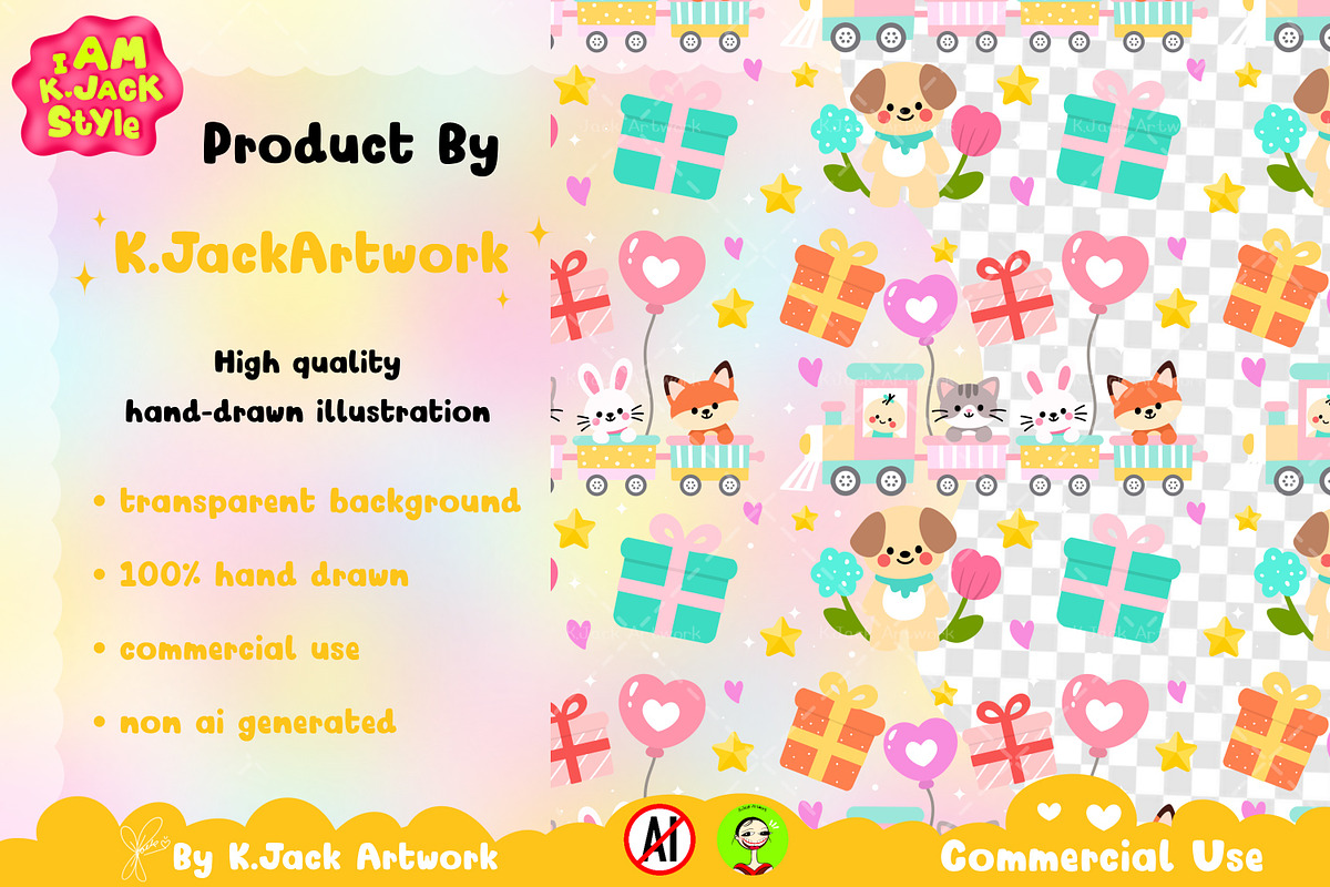 Baby Shower Train Adventure Seamless, a Background Graphic by K.JackArtwork (Photo 3 of 8)