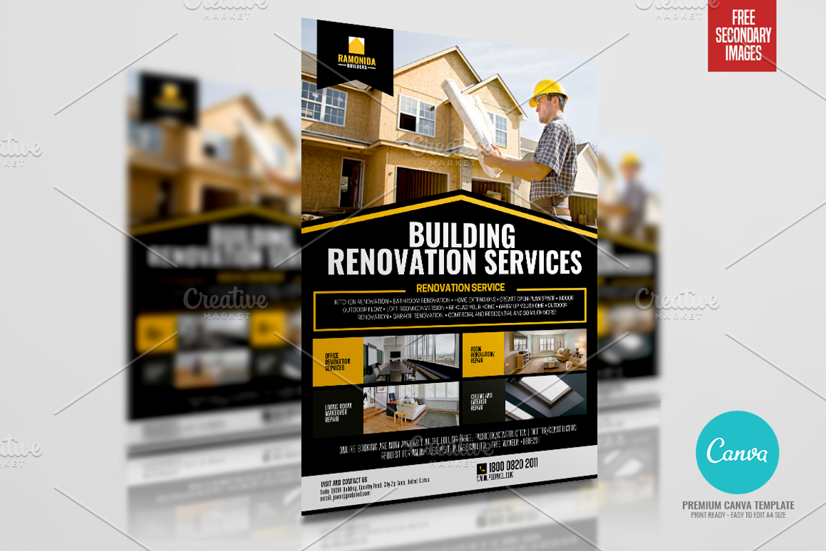Construction Services Canva Flyer, a Flyer Template by PSDPixel (Photo 3 of 5)