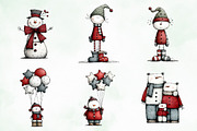 Whimsical Quirky Snowman Clipart, an Illustration by Creative Art (Thumbnail 8 of 13)