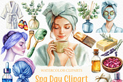 Watercolor Spa Day Clipart Bundle, an Illustration by Craft Nest (Thumbnail 1 of 6)