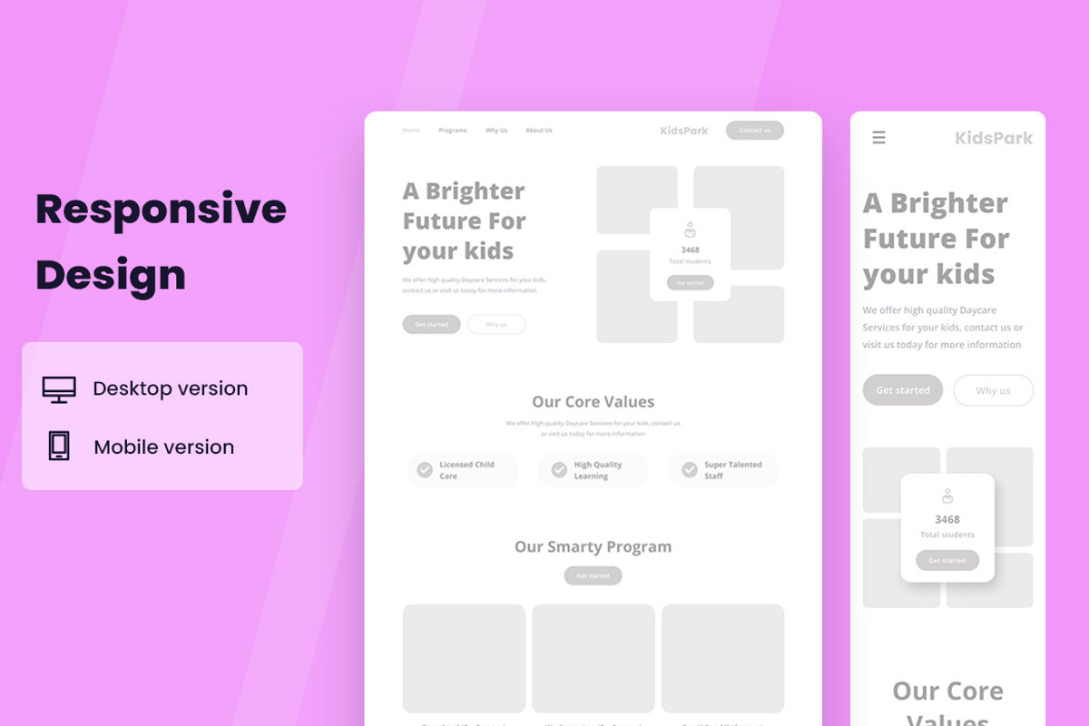Child Care Wireframe Website, a Websites & App Template by INSPR STD (Photo 2 of 6)