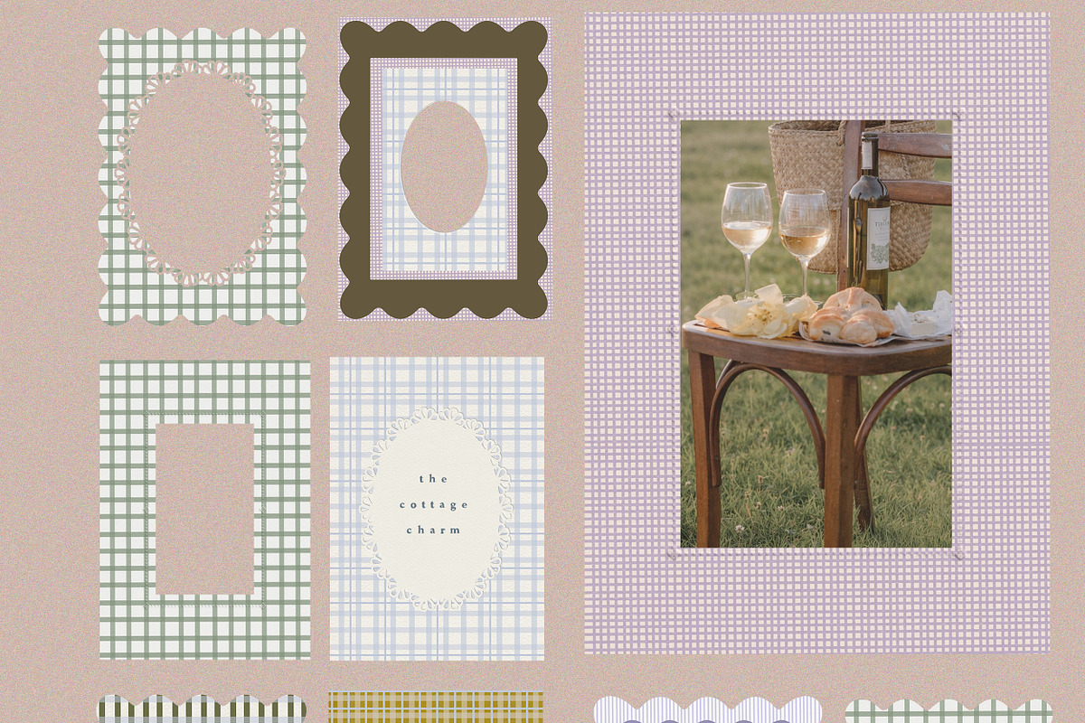Cottage Gingham Frames Backgrounds, a Background Graphic by Laras Wonderland (Photo 11 of 11)