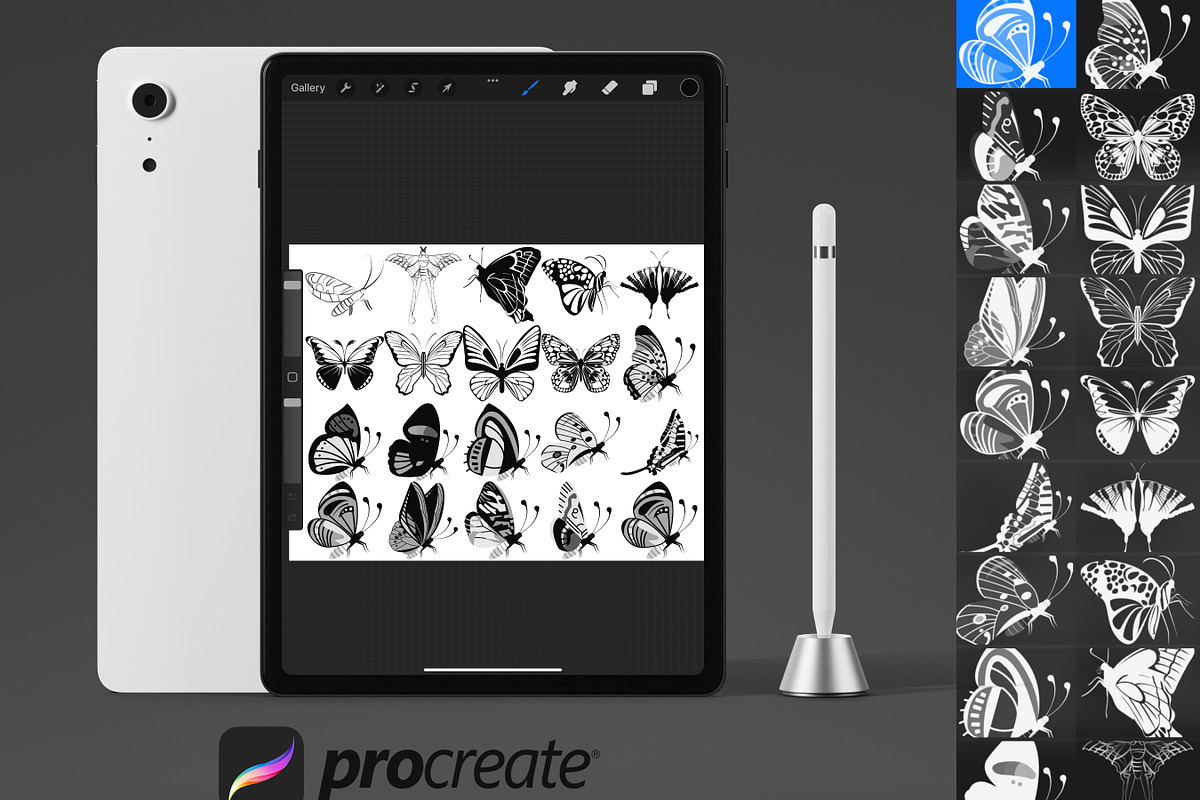 Butterfly Outlines Set 3 Procreate, a Brush Add-On by Disasterology Ink