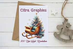 Christmas Sleigh Sublimation Clipart