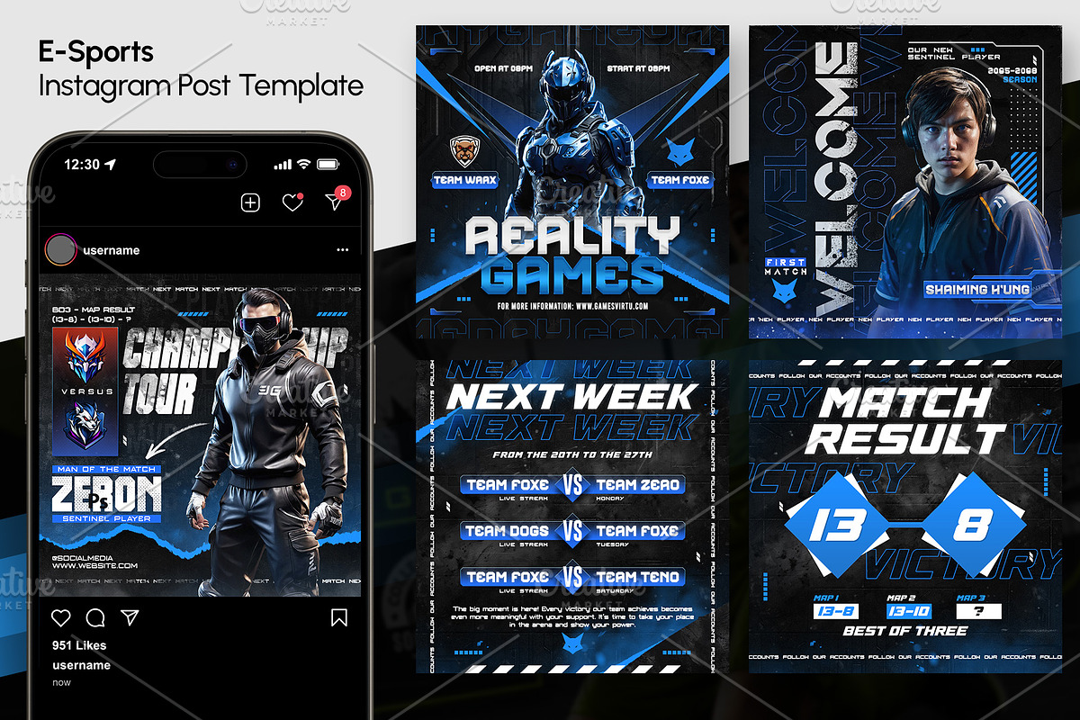 5 Social Media ESports Post Template, a Social Media Template by OnurDemircan (Photo 1 of 5)