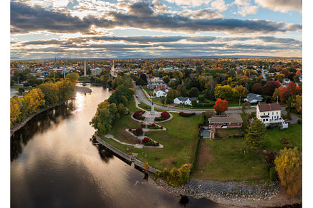 Aerial panorama over Plattsburgh iN, an Architecture Photo by Backyard Stock
