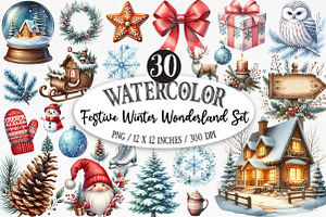 Festive Winter Wonderland Set, an Illustration by Designking