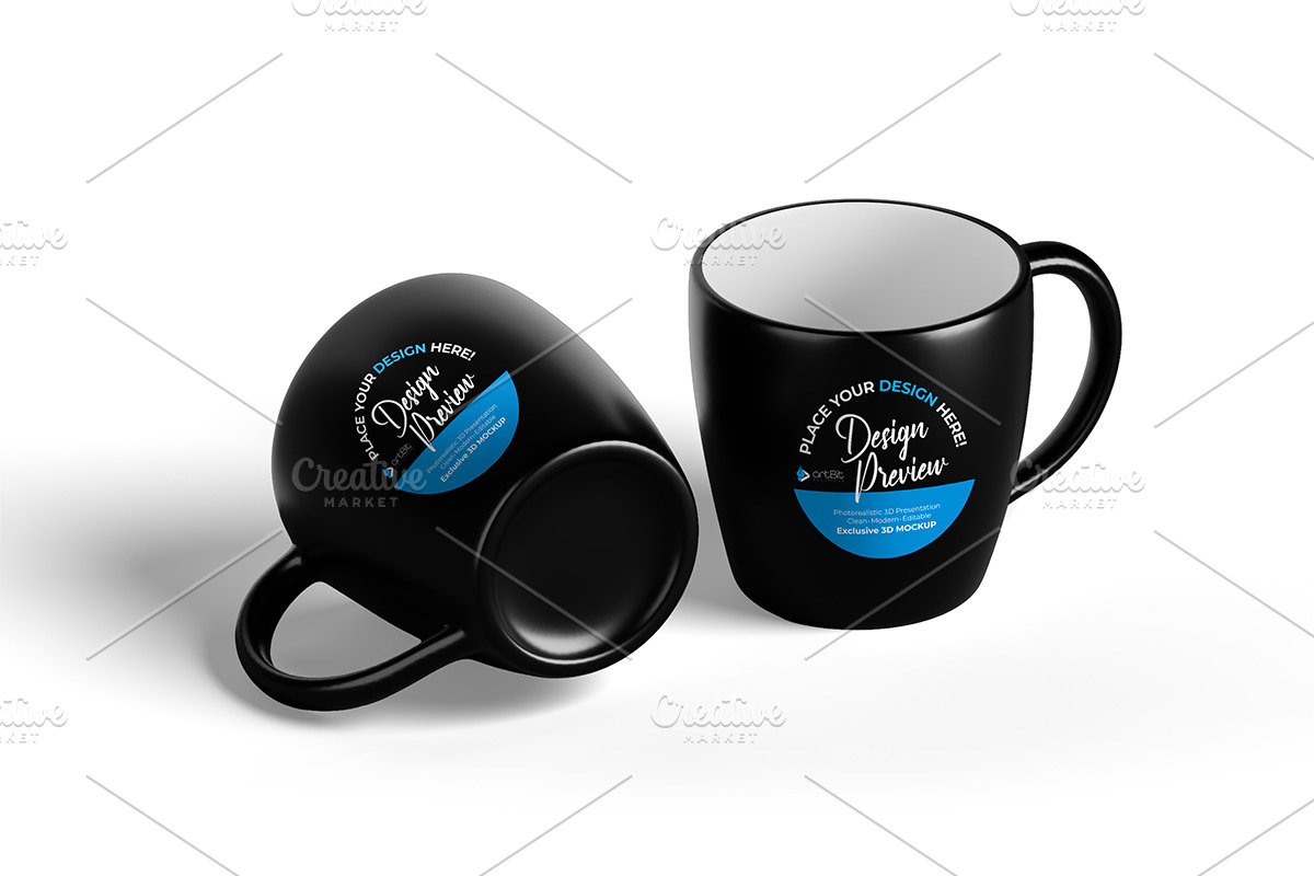 Editable Coffee Mug Mockup Set Black, a Packaging Mockup by artBit Design Studio (Photo 2 of 8)