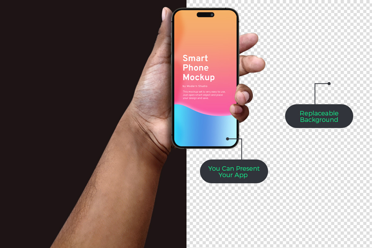 iPhone 14 Pro in Hand Mockup, an iPhone Mockup by Modern Studio (Photo 2 of 7)