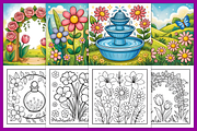 Elegant Floral Spring Coloring Pages, a Decorative Illustration by Coco Bloom (Thumbnail 4 of 5)