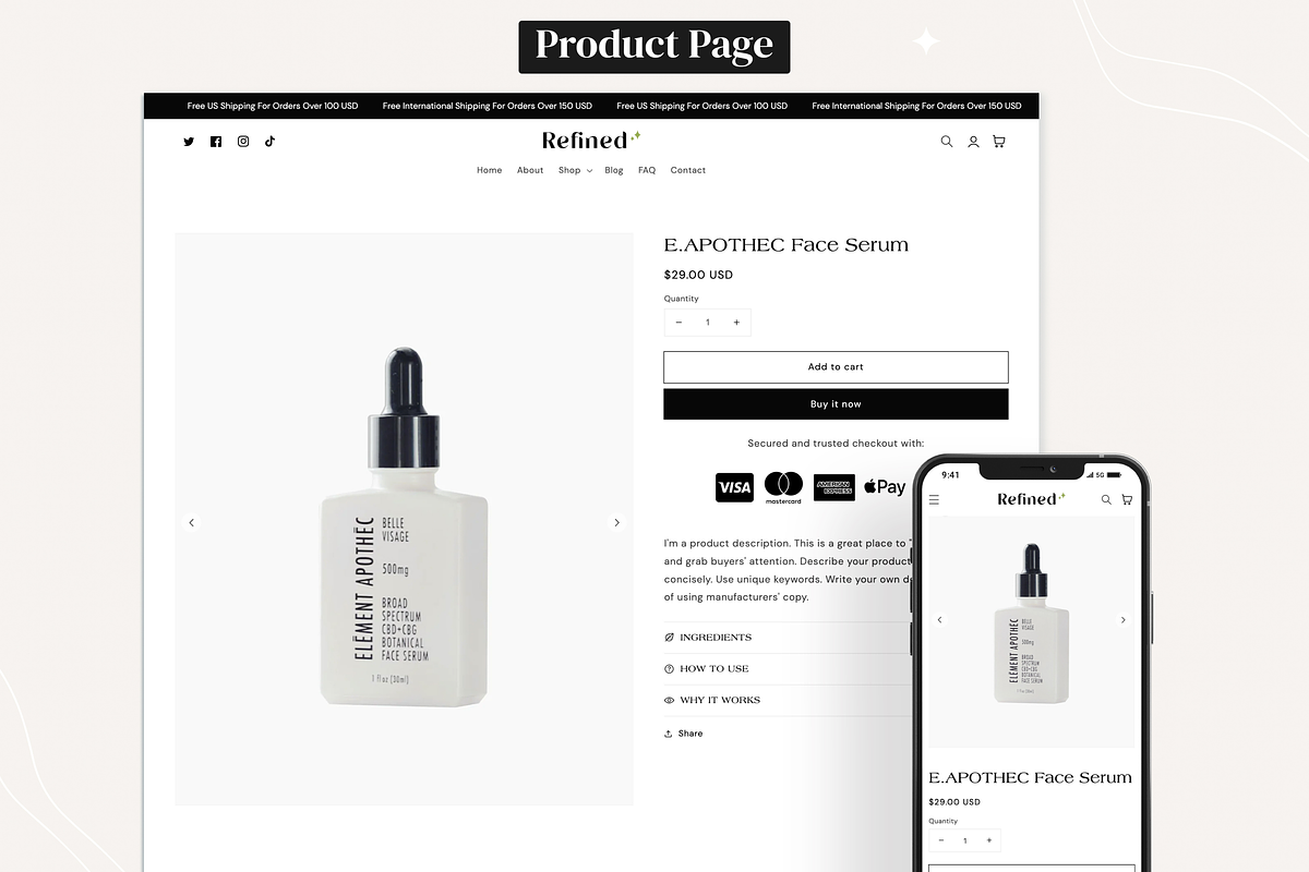 Refined - Cosmetic Shopify Theme, a Shopify Template by InspiredTheme (Photo 2 of 9)