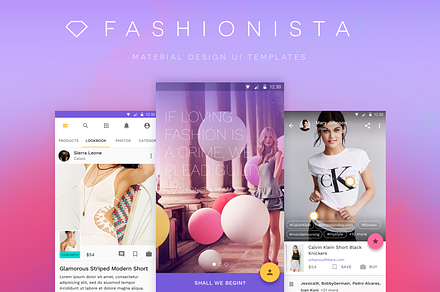 Fashionista Material Design UI Kit