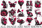 Steampunk Valentine's Clipart Bundle, an Illustration by Canvas Craft (Thumbnail 3 of 6)