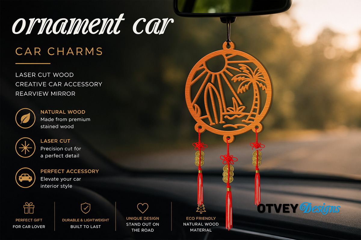 Beach Sunset Car Charms laser Cut, an Object Graphic by OTVEY DESIGN (Photo 11 of 13)
