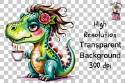 Dinosaur with Coffee PNG Bundle, a Graphic by Clipart Studio (Thumbnail 11 of 12)