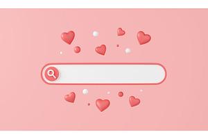 Web Search Bar With Hearts 3d Render