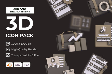 Job and Recruitment 3D Icon Pack, an Object 3D Model by Rishsketch