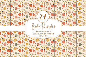 Boho Pumpkin Seamless Pattern