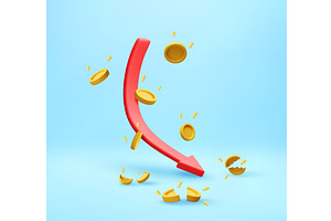 3d arrow down with falling and, a Finance Illustration by Abscent