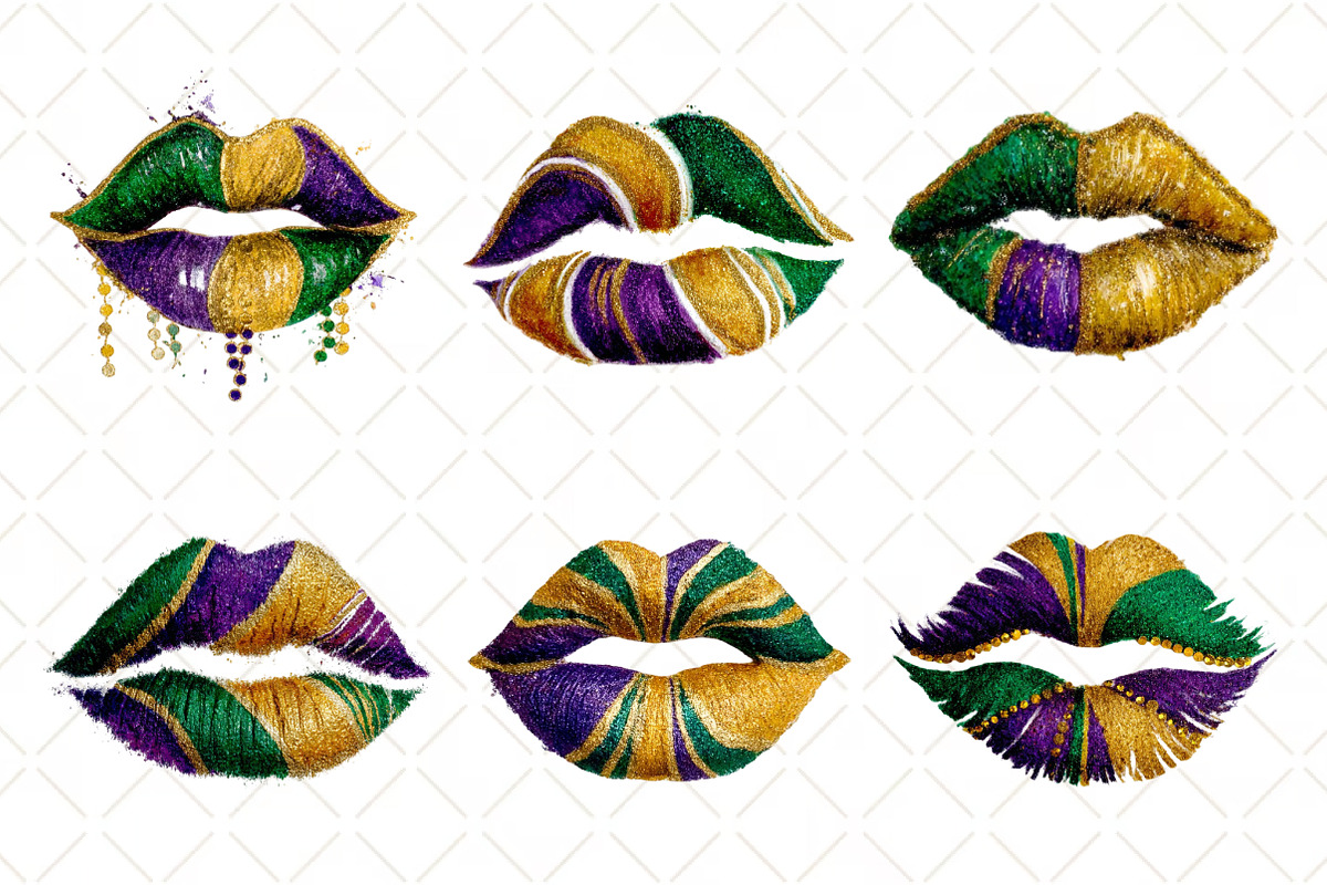 Mardi Gras Lips Clipart Mardi Gras, an Illustration by Black Bird Studio (Photo 3 of 6)