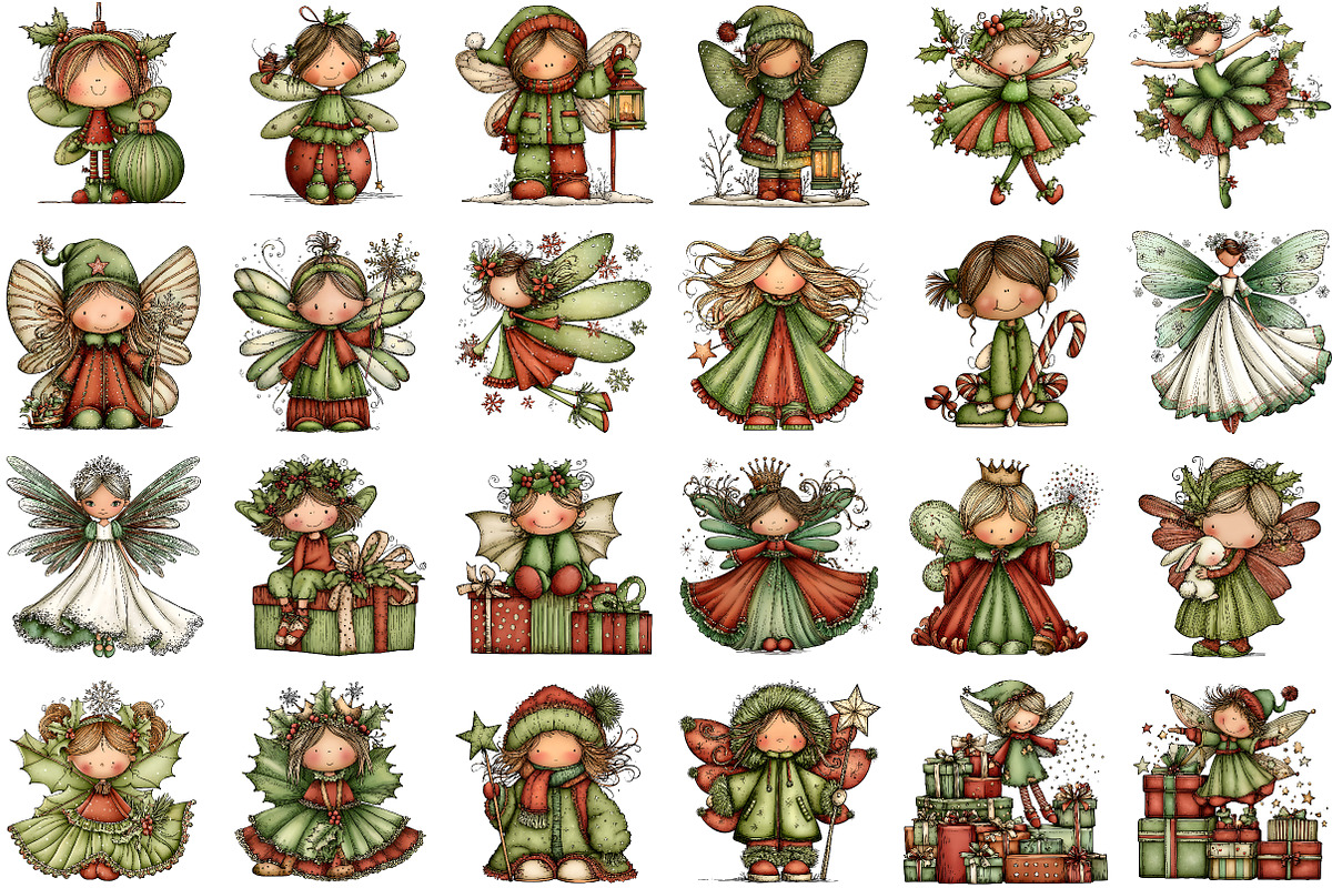 Whimsical Christmas Fairy Clipart, an Illustration by Sublimation Artist (Photo 2 of 6)