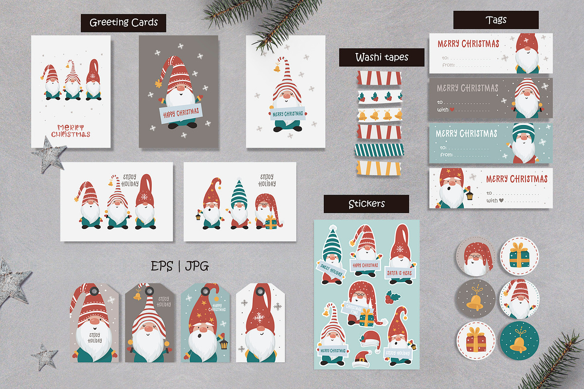 Christmas Gnomes and  Patterns, a Wallpaper Graphic by Nafanya (Photo 11 of 12)