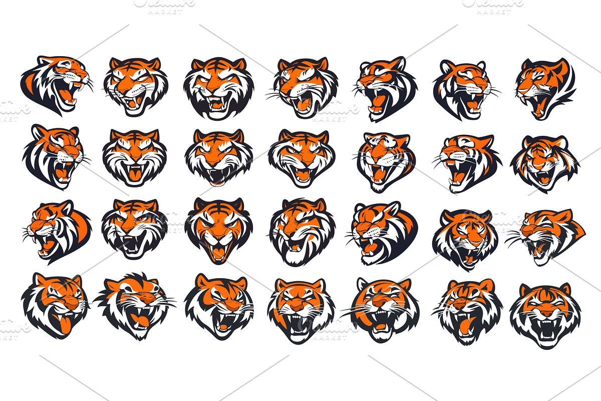 Striped tiger cat avatars cartoon, an Animal Illustration by Valerie Bodnar