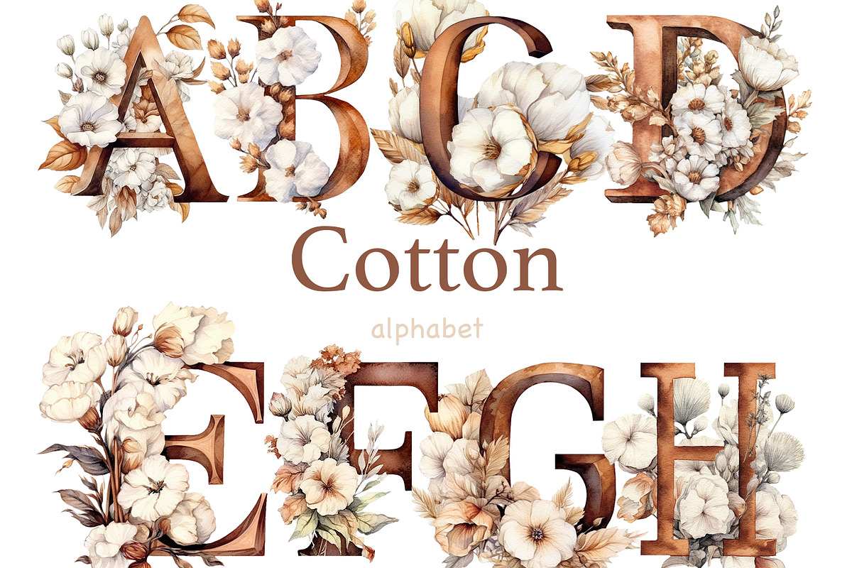 Cotton Alphabet Cozy Winter Clipart, a Decorative Illustration by GlamArtZhanna (Photo 1 of 5)