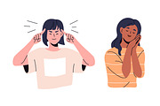 Face expressions of young women set, a Person Illustration by Good Studio (Thumbnail 3 of 6)