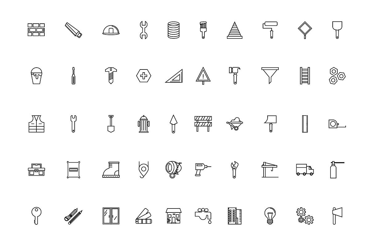 Construction Line Icon Set, an Outline Icon by studiogstock (Photo 1 of 4)