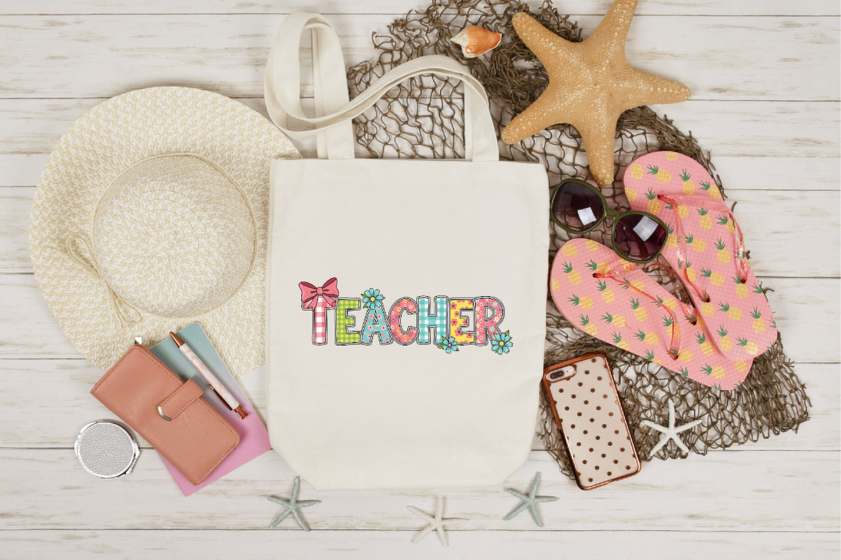 Pink Heart Bow Teacher Patch PNG, an Illustration by Designking (Photo 4 of 4)