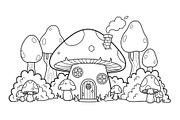 Whimsical Mushroom House Line Art bu, an Illustration by Designs_River (Thumbnail 36 of 51)